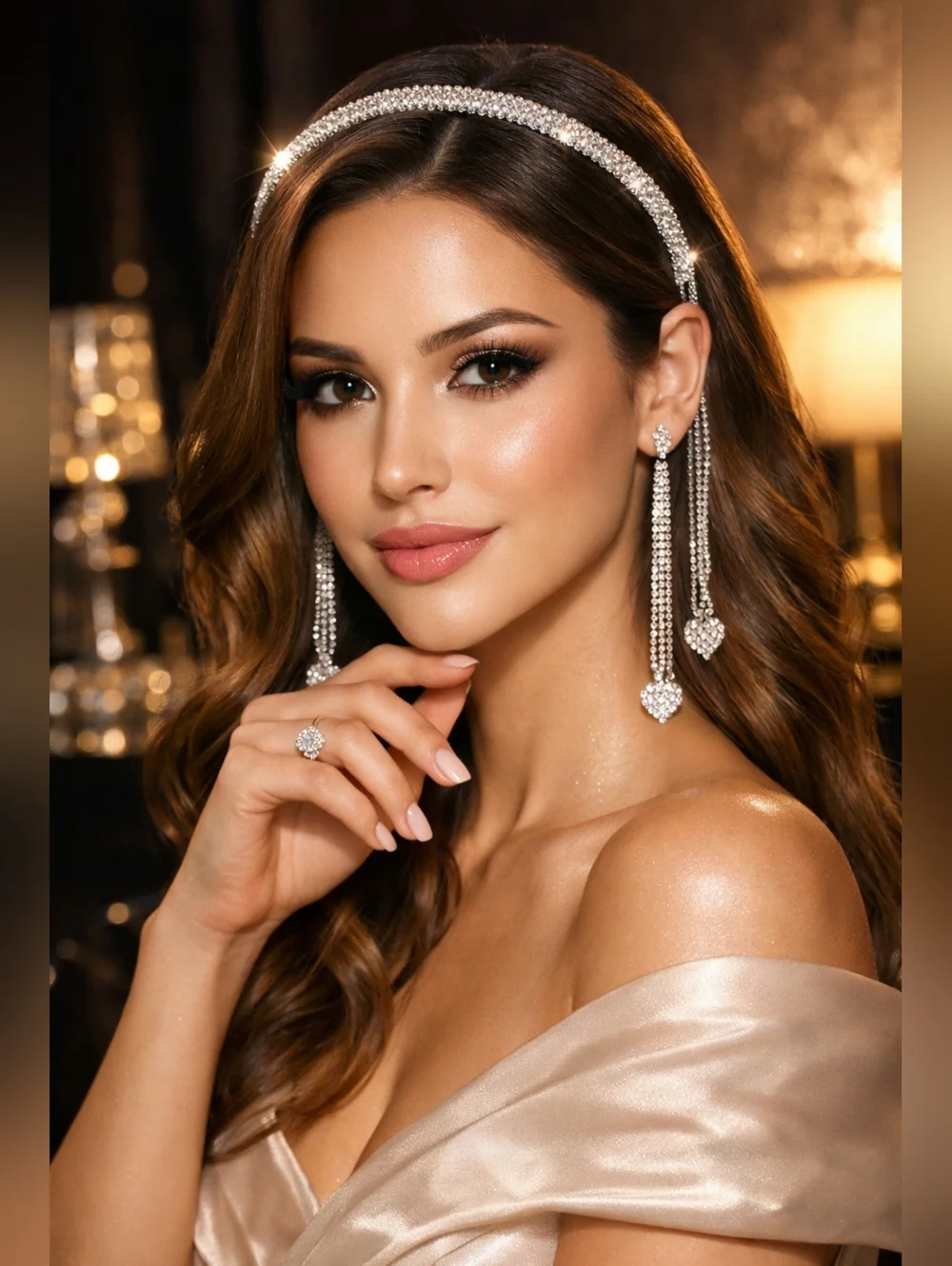 Rhinestone Heart Tassel Headband — Sparkle Statement Glam